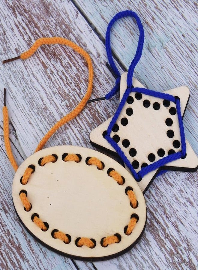Curious Button Wood Lacing Toy | Learning Sewing Kit for Kids | Oval Shape Threading Activity Puzzle | Fine Motor Skill Travel Toy - Image 3